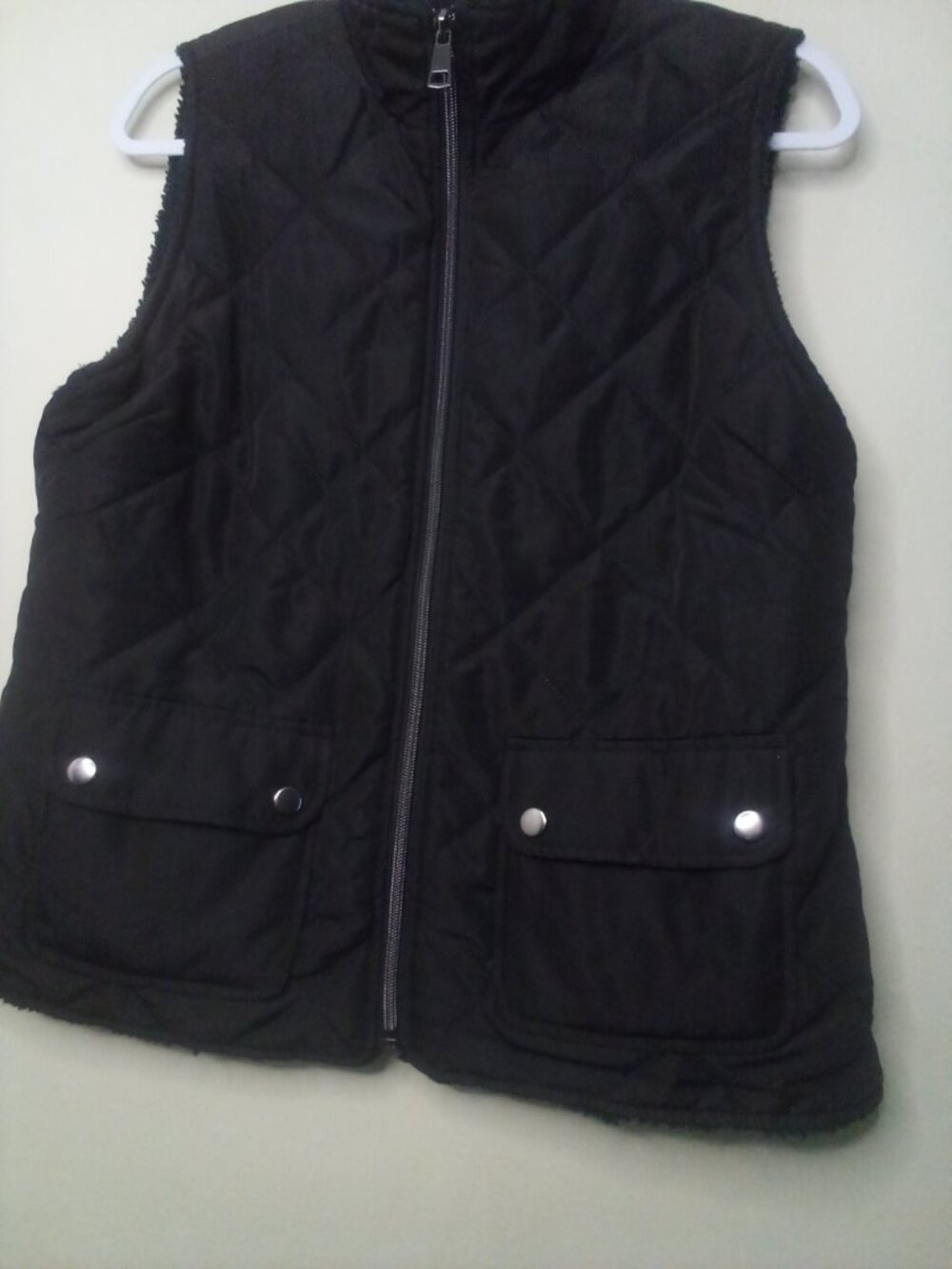 Christopher Banks Puffer Vest Women S Full Zip Pockets Black - Picture 7 of 14